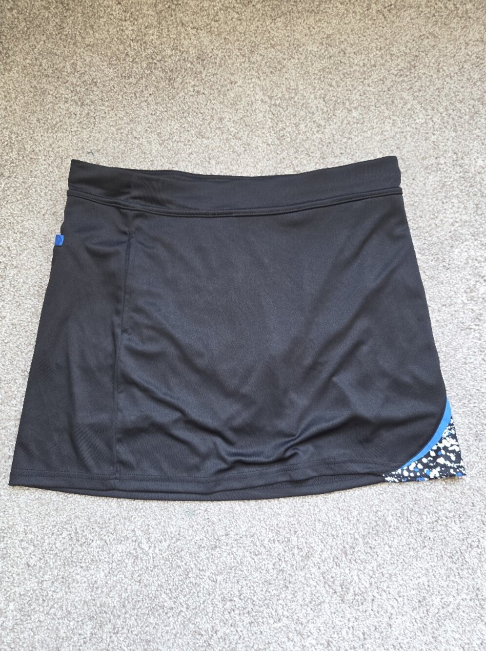 PGA Tour Black Athletic Skort with Blue and White Pattern